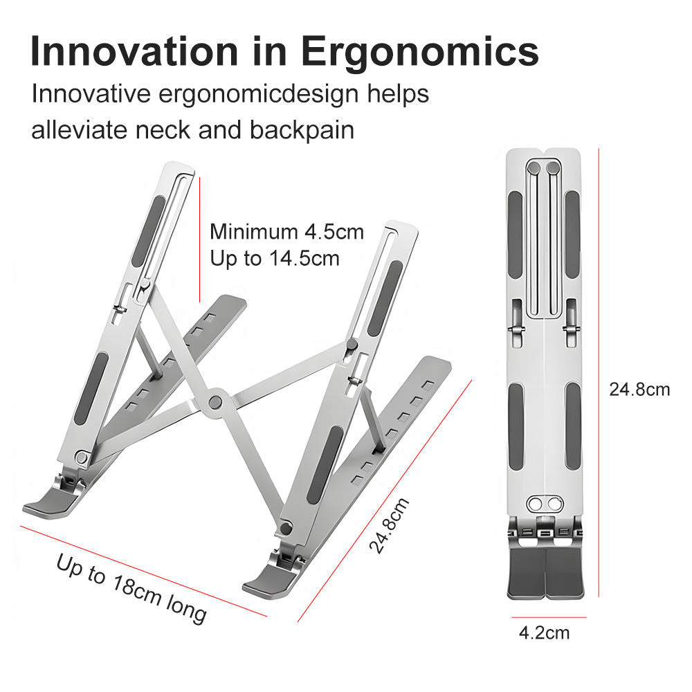 Premium Foldable Adjustable Aluminium Laptop & Tablet Stand with 360° Rotation | Ergonomic Metal Desk Stand | Compatible with 10"–15.6" Laptops