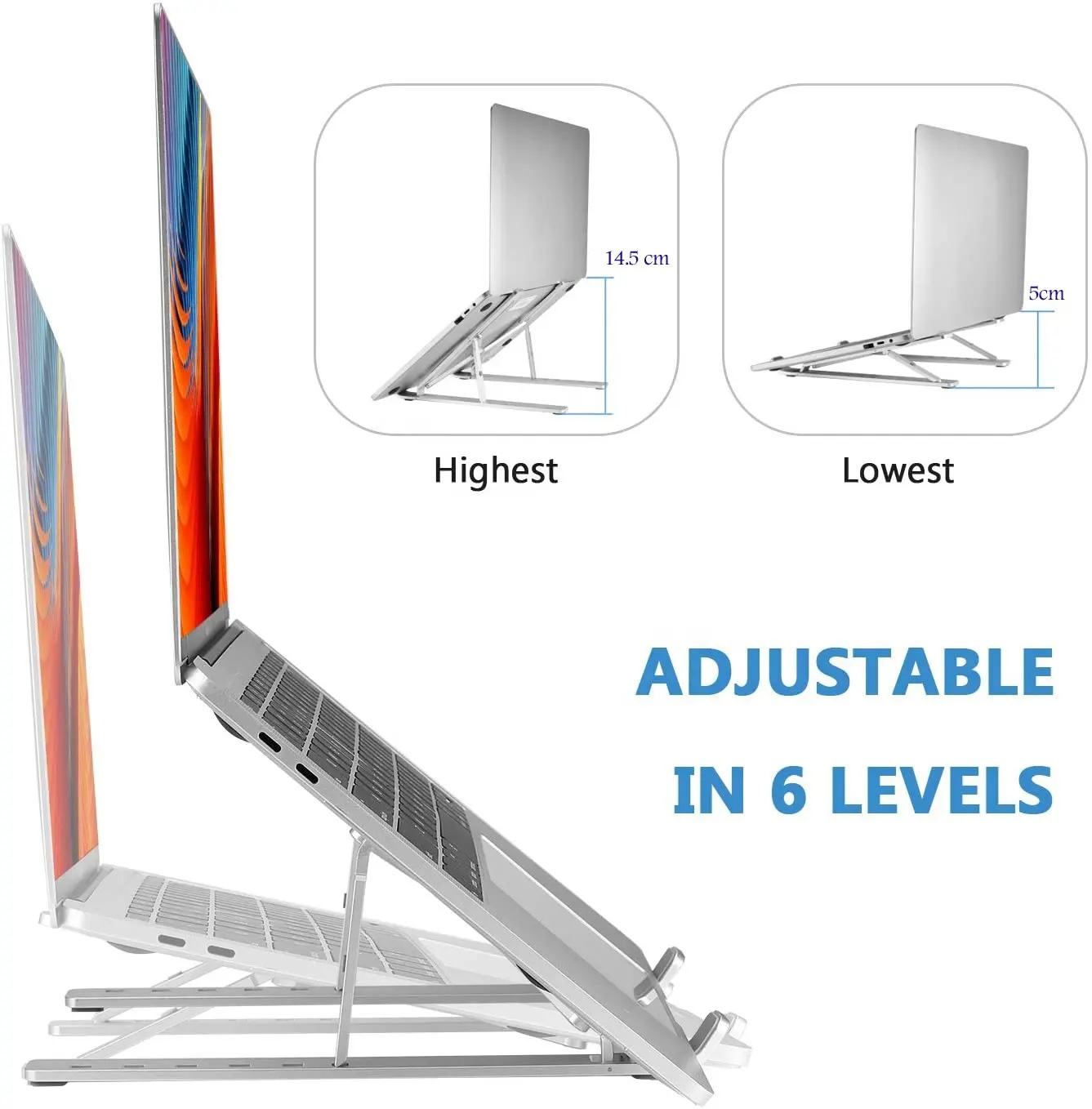 Premium Foldable Adjustable Aluminium Laptop & Tablet Stand with 360° Rotation | Ergonomic Metal Desk Stand | Compatible with 10"–15.6" Laptops
