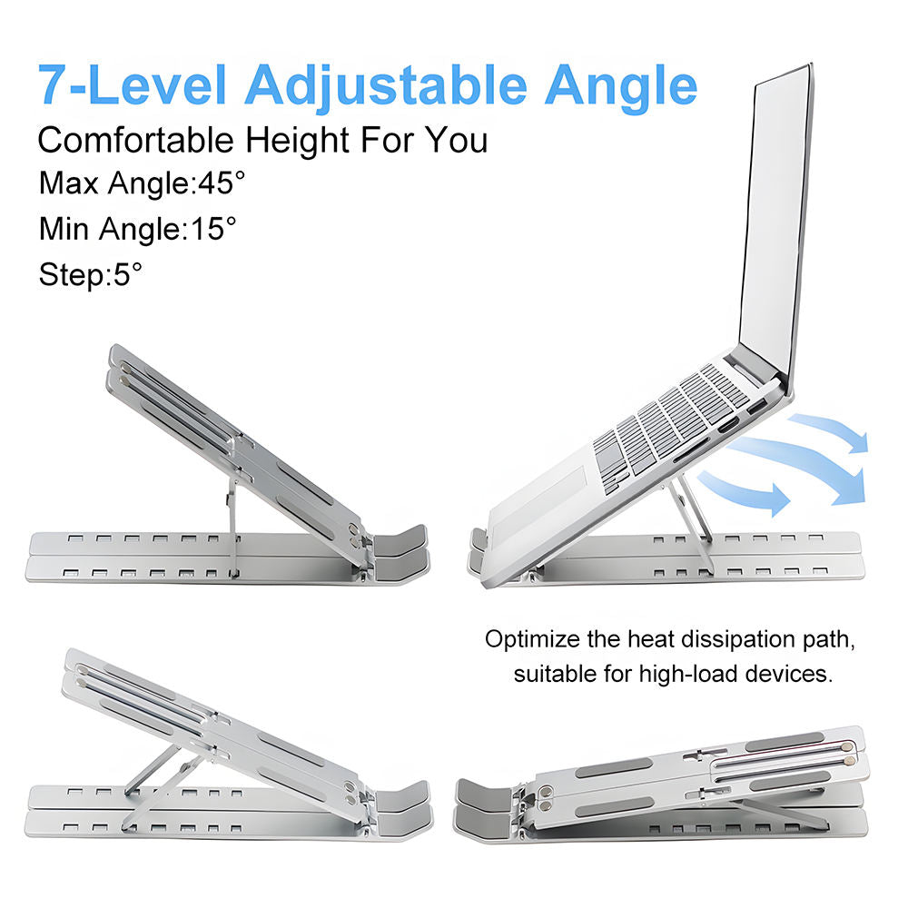 Premium Foldable Adjustable Aluminium Laptop & Tablet Stand with 360° Rotation | Ergonomic Metal Desk Stand | Compatible with 10"–15.6" Laptops