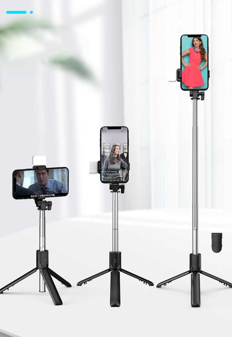 Premium Foldable Selfie Stick with Bluetooth Remote & LED Light | Extendable 71 cm | 360° Rotatable | Portable Mobile Phone Selfie Stick