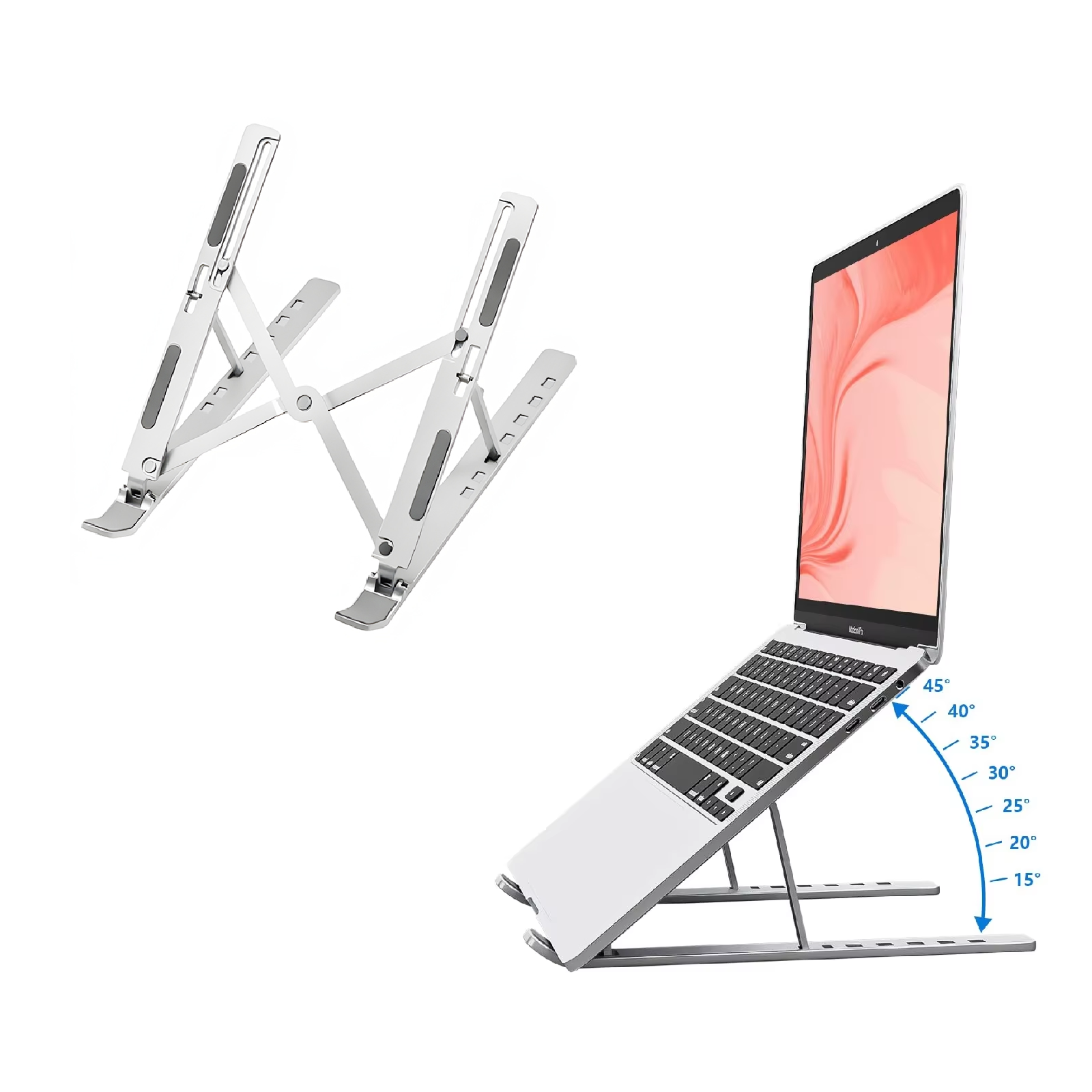 Premium Foldable Adjustable Aluminium Laptop & Tablet Stand with 360° Rotation | Ergonomic Metal Desk Stand | Compatible with 10"–15.6" Laptops