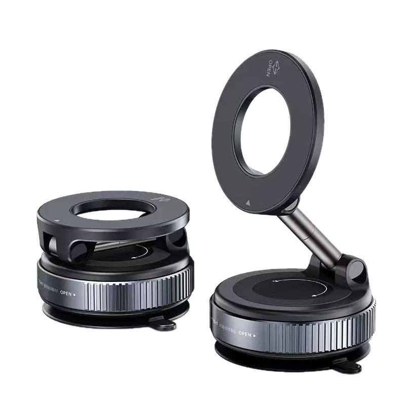 Premium Vacuum Magnetic Car Phone Holder | MagSafe Compatible | 360° Rotatable | Foldable Dashboard, Windshield & Screen Mount
